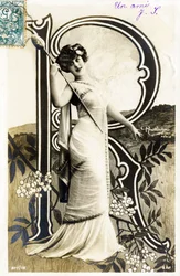 R : Gabrielle Robinne, fransk skuespillerinde, Comedie Francaise, Paris - Alfabet på postkort