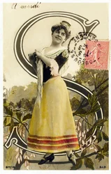 S : Mlle Caux, kunstner fra 1900-tallet - Alfabet på postkort