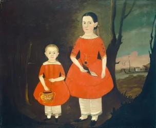 Søstre i rødt, ca. 18401850.