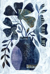Blå blomstercollage