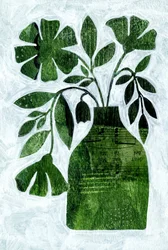 Grøn botanisk collage-vase