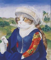Illustration fra Cats Galore! Et kompendium over kultiverede katte (udg. 2015)