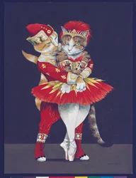 Illustration fra Cats Galore! Et kompendium over kultiverede katte (udg. 2015)