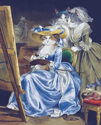 Illustration fra Cats Galore! Et kompendium over kultiverede katte (udg. 2015)
