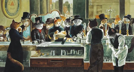 Illustration fra Cats Galore! Et kompendium over kultiverede katte (udg. 2015)