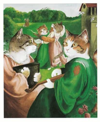 Illustration fra Pre-Raphaelite Cats (udgivet 1999)