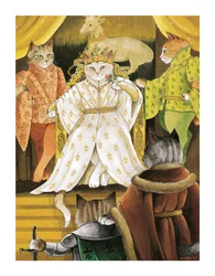 Illustration fra Shakespeare Cats: Plakatbog (udgivet 2016)