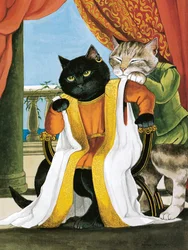 Illustration fra Shakespeare Cats: Plakatbog (udgivet 2016)