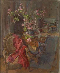 Rød frakke med geranium
