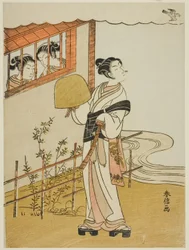 (Faksimile) Den fjerde måned (Uzuki), fra serien "Popular Versions of Immortal Poets in Four Seasons (Fuzoku shiki kasen)"
