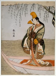 Asanumas båd. Japansk tryk af Suzuki Harunobu