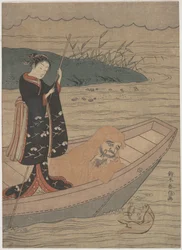 Daruma i en båd med en ledsager