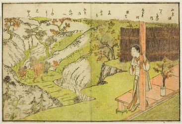 Dobbeltsidet Illustration fra Vol. 1 af "Billedbog af Spring Brocades (Ehon haru no nishiki)"