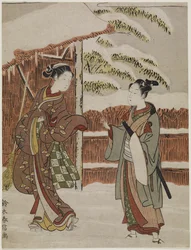 Mitate af en scene fra kabuki-spillet Kvindernes version af træer, ca. 1768