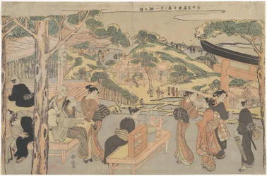 Osen fra tehuset Kagiya ved Kasamori-helligdommen med udsigt over Nippori i Yanaka