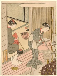 Returning Sails of the Towel Rack (Tenugui-kake no kihan), fra serien "Eight Views of the Parlour (Zashiki hakkei)"