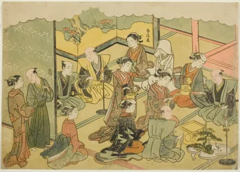 Den ceremonielle skyld (Konrei sakazuki), det fjerde ark i serien "Marriage in Brocade Prints, the Carriage of the Virtuous Woman (Konrei nishiki misao-guruma)"