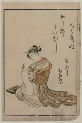 The Courtesan Writing fra en bog fra serien A Collection of Beautiful Women of the Yoshiwara