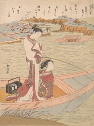 Vilde gæs, der flyver ned ad Sumida-floden, ca. 1769., ca. 1769.