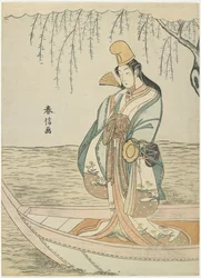Kvinde i en Asazuma-båd i skikkelse af Shirabyo_shi, ca. 1767