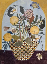 Golden Age Flowers, 2024 (æggetempera på træpanel)