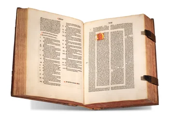 De civitate Dei, med kommentarer af Thomas Waleys (død før 1349) og Nicolaus Trivet (1258?-1328), af Augustin af Hippo, trykt 1489 (pergament)