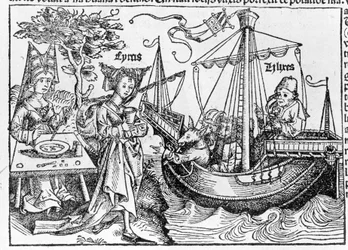 Ulysses og hans ledsagere forvandlet til grise af tryllekunstneren Circe - i "" Cosmographia"" af Sebastian Munster, Basel 1558