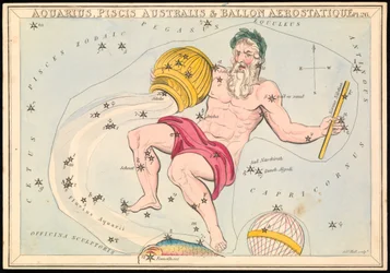 Aquarius, Pisces Australis og Ballon Aerostatique, ca. 1825 (kort, papir, væv)