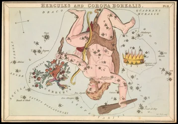 Herkules og Corona Borealis, ca. 1825 (kort, papir, væv)