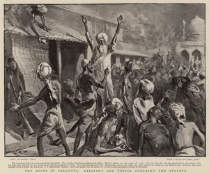 Optøjerne i Calcutta, militær og politi rydder gaderne
