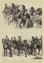 Den kongelige anmeldelse af tropperne fra Egypten, de indiske soldater på hestevagtparaden