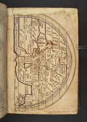 Minārat al-aqdās, f94, Et kort over Europa, Vestasien og Nordafrika, projiceret fra nord og kigger mod syd