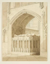 Robert Fitzhardings grav, død 1170, i Bristol Cathedral (blyant og akvarel på papir)