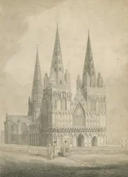 Lichfield Cathedral - West Front: sepia-tegning, nd [1782]