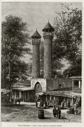 Moskeen Elisabethpol (eller Gandja eller Kirovabad, Aserbajdsjan). Gravering af Taylor, for at illustrere historien "A travers l