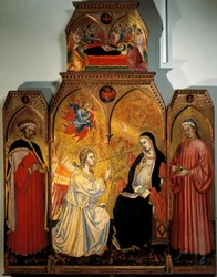 Marias bebudelse med de hellige Cosmas og Damian, af Taddeo di Bartolo (1362-1422)