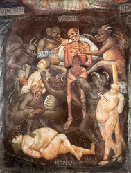 Helvede, detalje af de griske, ca. 1394