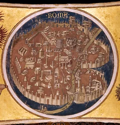 Perspektivisk kort over Rom med antikkens monumenter, 1414
