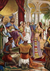 Arabisk-normannisk kultur: "" Pragten af det kongelige hof af Roger II af Hauteville (Ruggero Altavilla) (1097-1154), grundlæggeren af monarkiet på Sicilien" (normannisk-arabisk-byzantinsk kultur (normannisk-siciliansk kultur): kongeligt hof af Roger II af