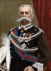 Portræt af Humbert I, konge af Italien (Umberto I) (1844-1900) Illustration af Tancredi Scarpelli (1866-1937) fra "Storia d