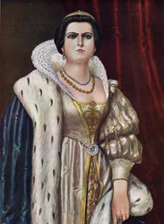 Portræt af Lucrezia Borgia (Lucrece Borgia) (1480 - 1519) Illustration af Tancredi Scarpelli (1866-1937) fra "Storia d