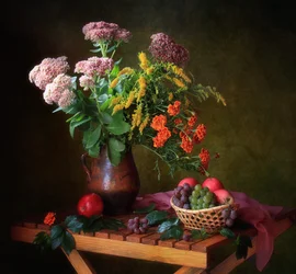 Efterårsblomsterstilleben