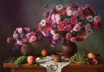 Efterårsblomster og frugt