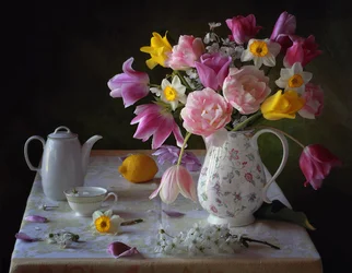 Forårsblomster-stilleben