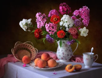 Sommerblomster og ferskner