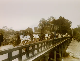Vognparade under Aoi Matsuri-festivalen i Kyoto, ca. 1900-1915 (fotografi)
