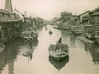 Dotonbori-kanalen i Osaka, ca. 1900-1915 (fotografi)