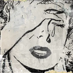 I tårer, 2015 (Collage på lærred)