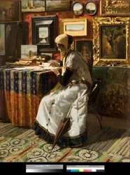 Kan ikke vente eller brevet Maleri af Telemaco Signorini (1835-1901) 1867 Privat samling