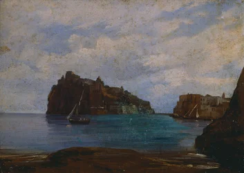 Det aragonesiske slot i Ischia (olie på lærred)